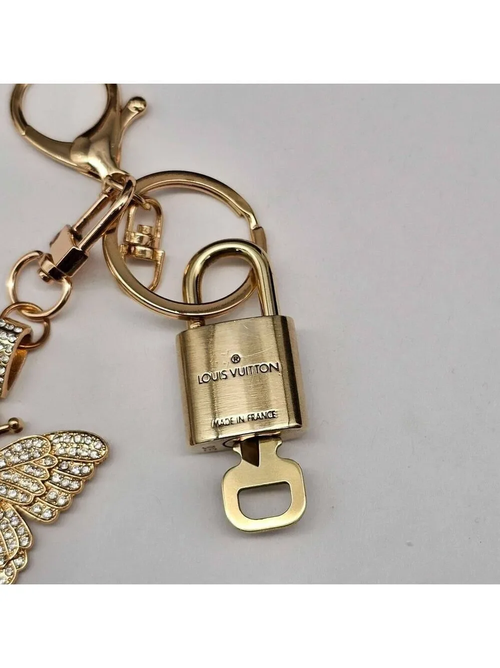 Authentic Louis Vuitton Gold Padlock 🔒 Key Set w/ Unbranded Butterfly Bag Charm